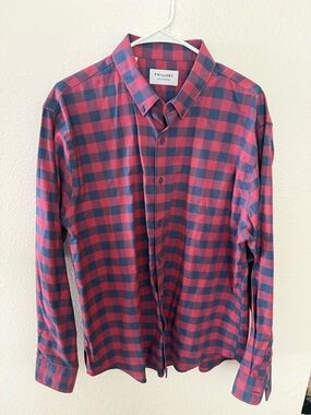 Twillory Untuck(able) Men's Long Sleeve Button Down Plaid Shirt XL Tailored Fit